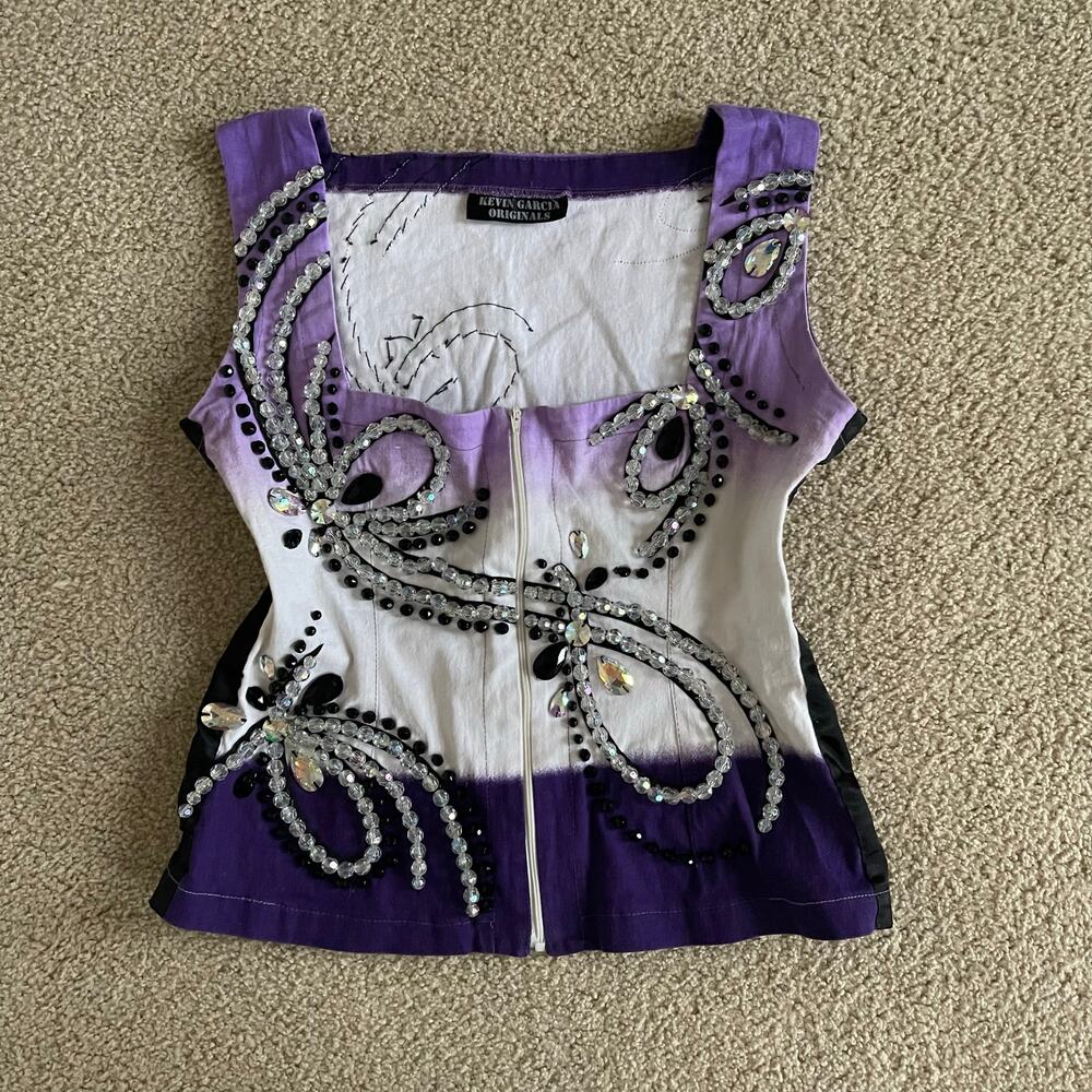Kevin Garcia Originals Vintage Couture Horse Show Purple Bedazzled Vest - Size L